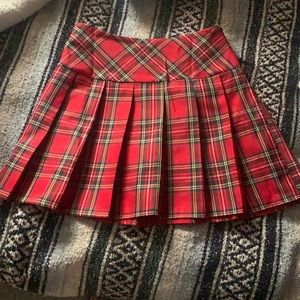 red plaid skirt